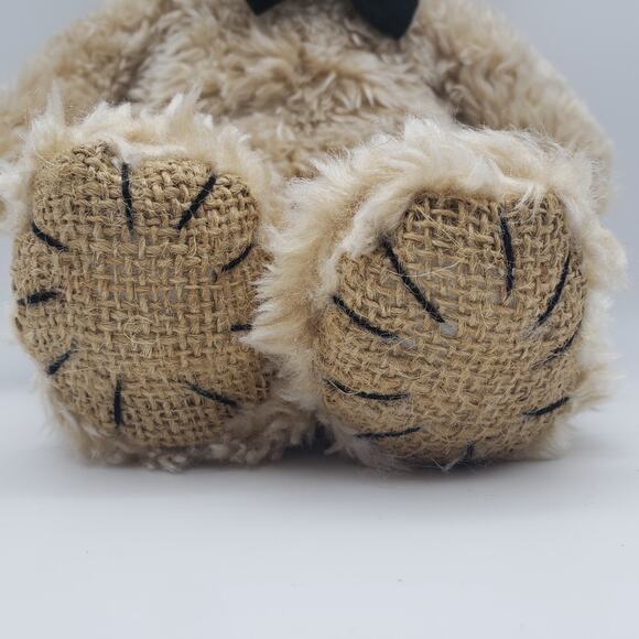 Toys House 13" Fancy Beige Teddy Bear w/ Bow Tie & Burlap Paws Ears - Picture 3 of 8